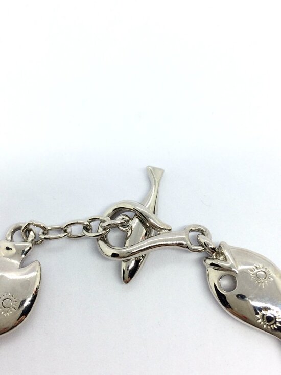 VINTAGE TRIFAFI FISH Bracelet Silver Tone Link Nautical Toggle Statement - Picture 13 of 15